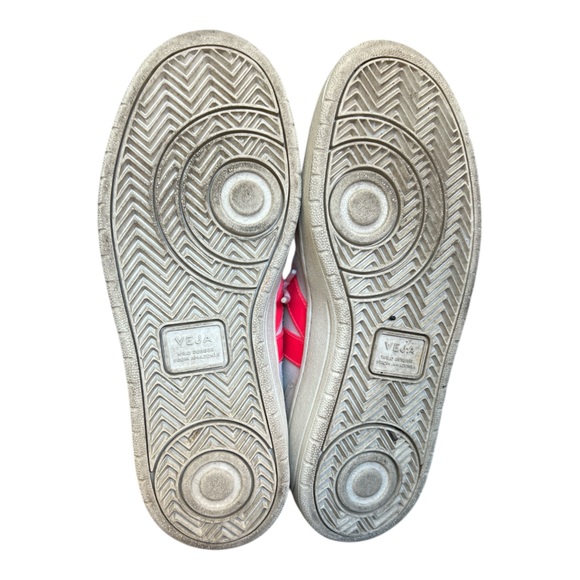 Veja V-10 Lace-Up Beige Neon Pink leather suede Women's Sneakers Sz 8 - Picture 6 of 8